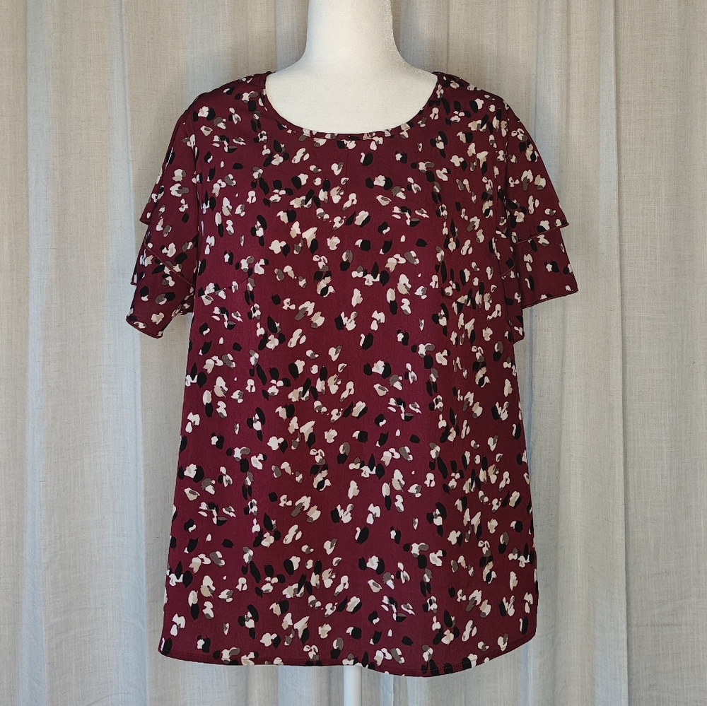 SHEIN Red Patterned Blouse